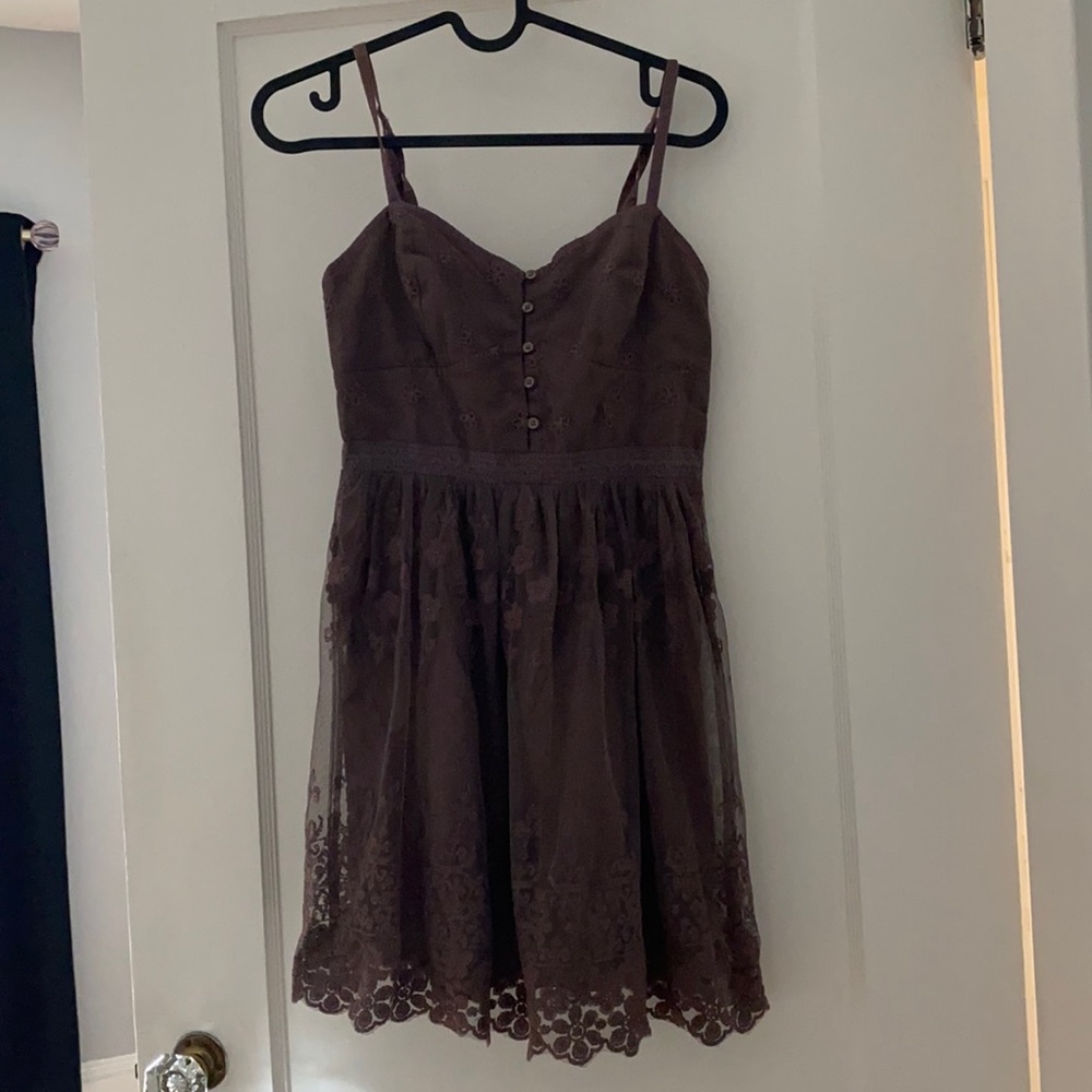 Brown American Eagle Lace Babydoll Dress